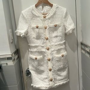 Sierra Darien tweed dress off white